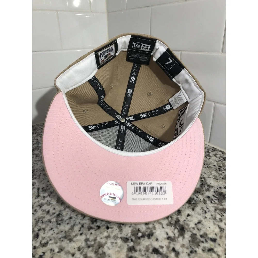 New Era Colorado Rockies MLB 25th Anniversary Camel Pink 59FIFTY Hat Size 7 1/4